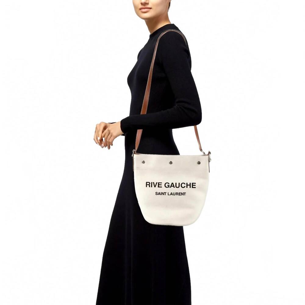 NEW SAINT LAURENT women's rive gauche leather bucket bag in brown - Picture 6 of 6